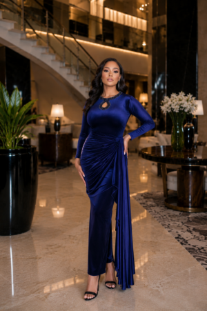 Royal Blue Velvet Gown