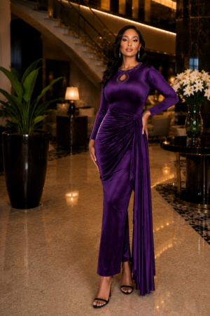 Royal Purple Velvet Gown
