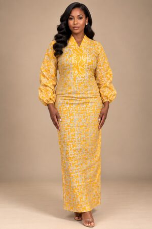 Yellow Adire Elegance Dress