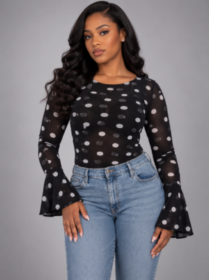 Polka Mesh Top