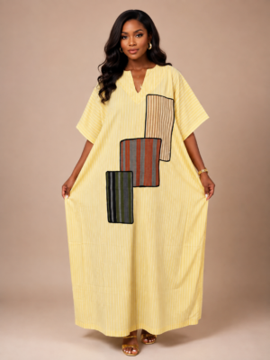 Yellow Aso-oke Patchwork Kaftan