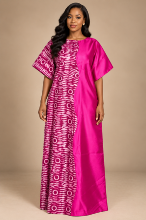 Fuchsia Adire Mikado Kaftan