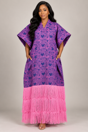 Love Adire Fringe Kaftan