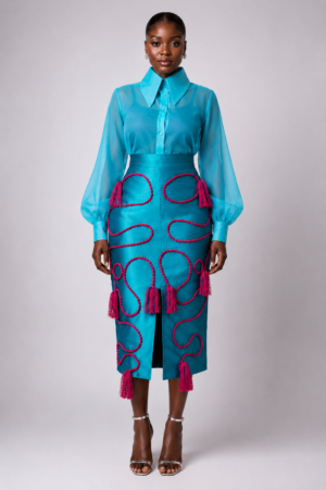 Turquoise Mikado and Organdy Set