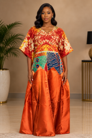 Royal Sunset Adire & Mikado Kaftan